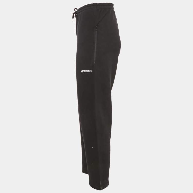 Pre Owned Vetements Black Logo Embroidered Cotton Knit Sweatpants M