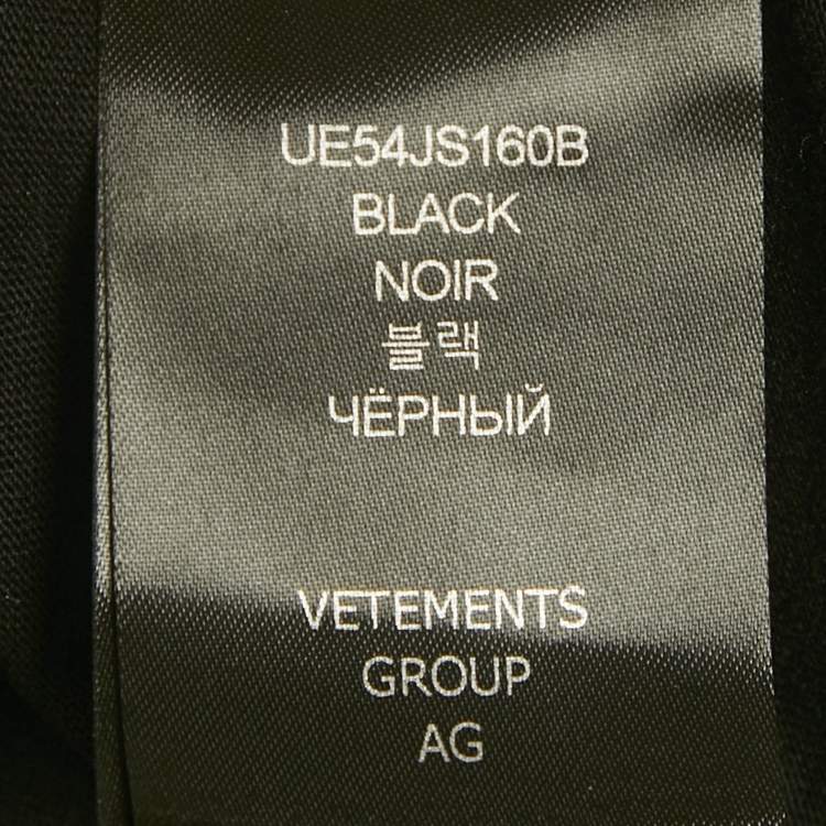 Pre Owned Vetements Black Logo Print Cotton Knit Garderobe Limited Edition Unisex Shirt M