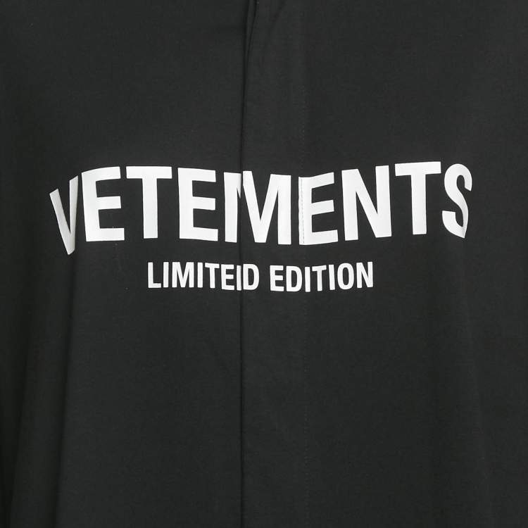 Pre Owned Vetements Black Logo Print Cotton Knit Garderobe Limited Edition Unisex Shirt M