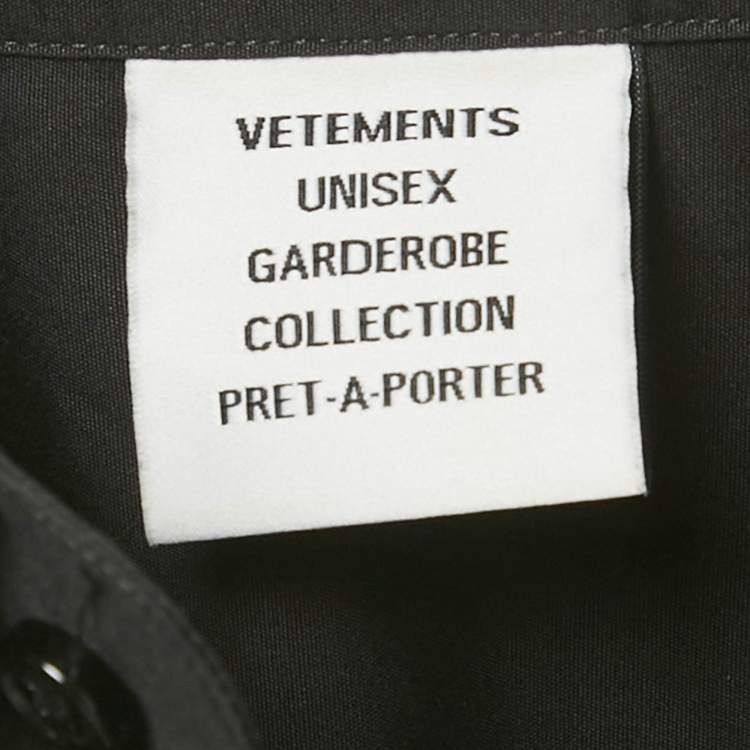 Pre Owned Vetements Unisex Printed Poplin Oversized Shirt S