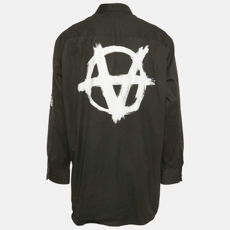 Pre Owned Vetements Unisex Printed Poplin Oversized Shirt S