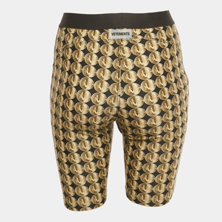 Pre Owned Vetements Yellow/Black Coin Print Jersey Biker Shorts M