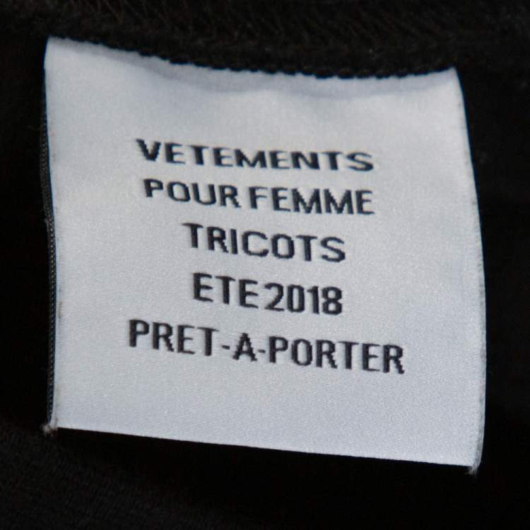 Pre Owned Vetements Black Logo Metal Print Cotton Oversized T-Shirt M