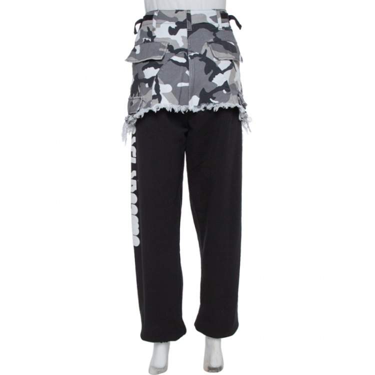Pre Owned Vetements Black Cotton Camo Print Overlay Jogger Pants M