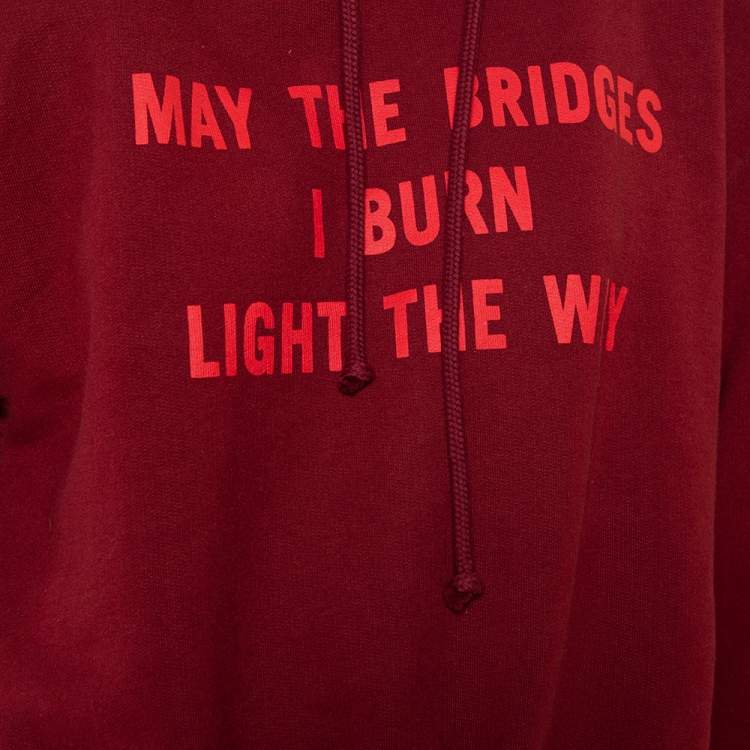 Pre Owned Vetements Burgundy Knit Padded Shoulder Boxy Hoodie L 