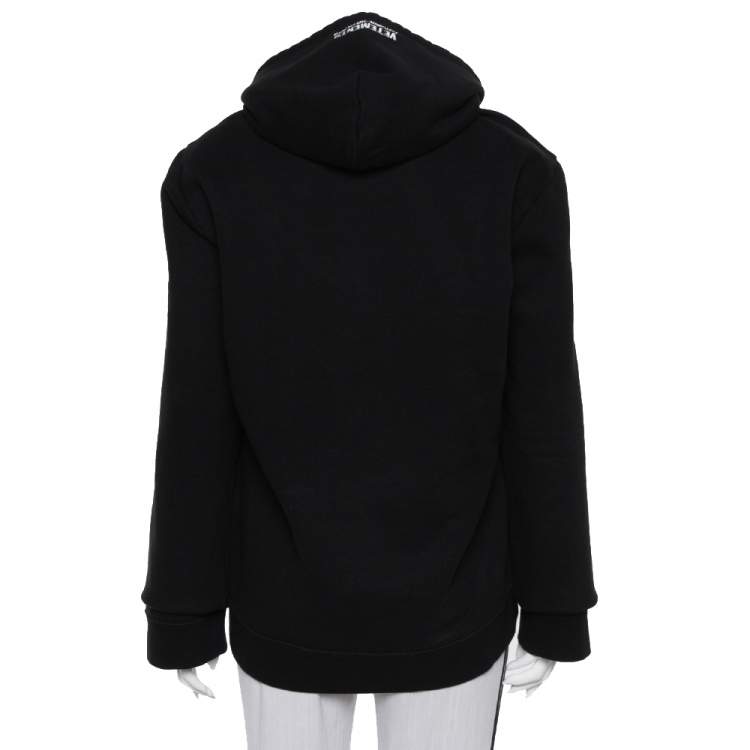 Pre Owned Vetements Black Logo Printed Knit Hoodie M