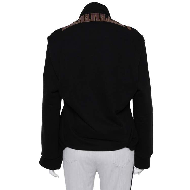 Pre Owned Vetements Black Logo Printed Knit Hoodie M