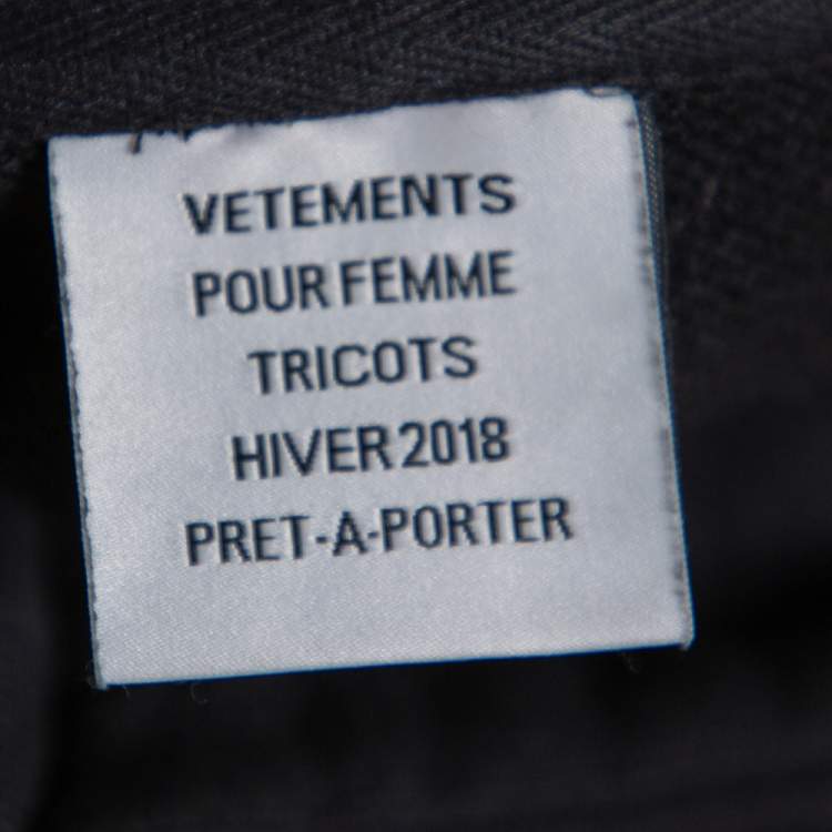Pre Owned Vetements Black Logo Printed Knit Hoodie M