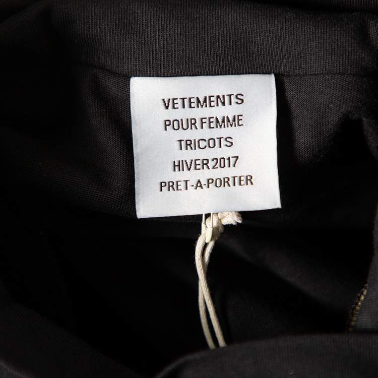 Pre Owned Vetements Black Skull Printed Cotton Layered Oversized T-Shirt Dress S