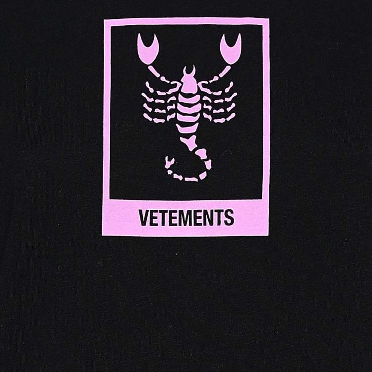 Pre Owned Vetements Black Printed Cotton Knit Crewneck T- Shirt S