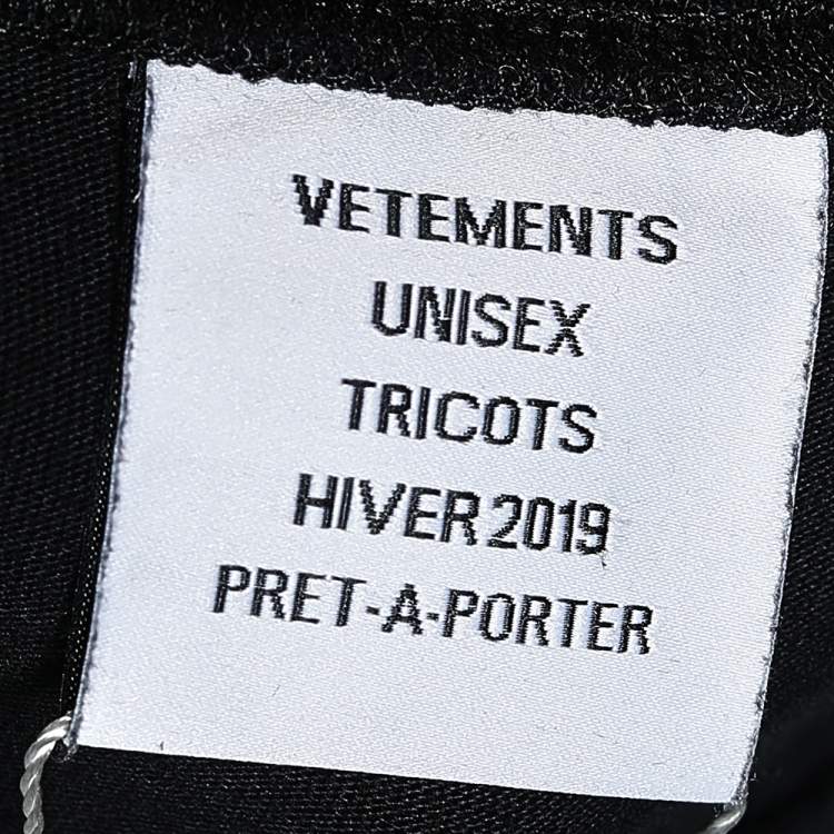 Pre Owned Vetements Black Printed Cotton Knit Crewneck T- Shirt S