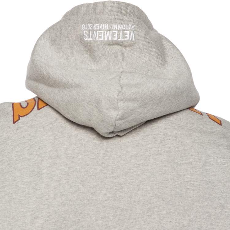 Pre Owned Vetements Grey Cotton Logo Printed Oversized Hoodie S