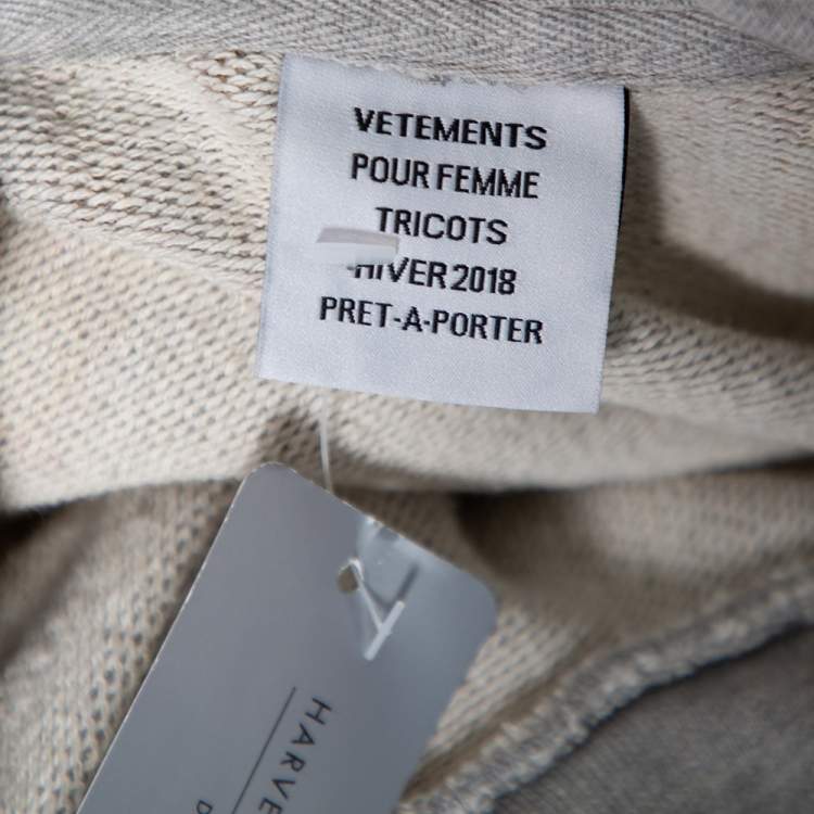 Pre Owned Vetements Grey Cotton Logo Printed Oversized Hoodie S