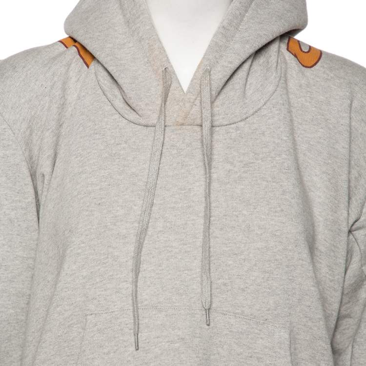 Pre Owned Vetements Grey Cotton Logo Printed Oversized Hoodie S