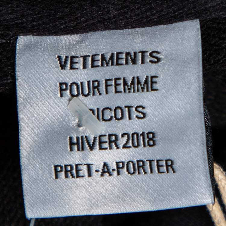 Pre Owned Vetements Black Cotton Logo Printed Oversized Hoodie XS