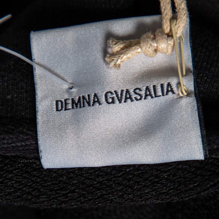 Pre Owned Vetements Black Cotton Logo Printed Oversized Hoodie XS