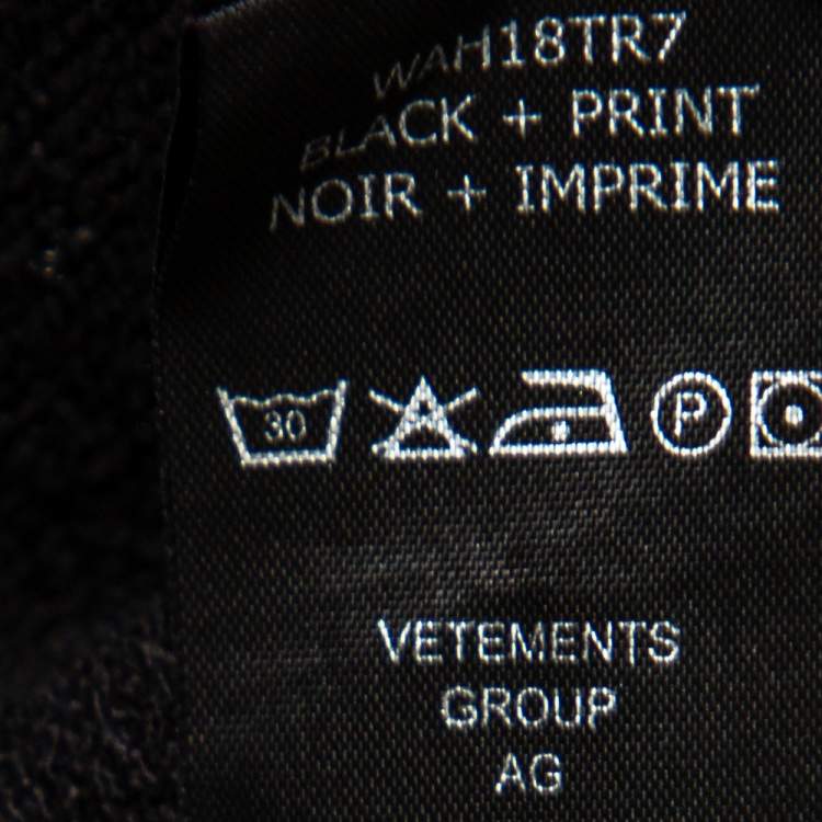 Pre Owned Vetements Black Cotton Logo Printed Oversized Hoodie XS