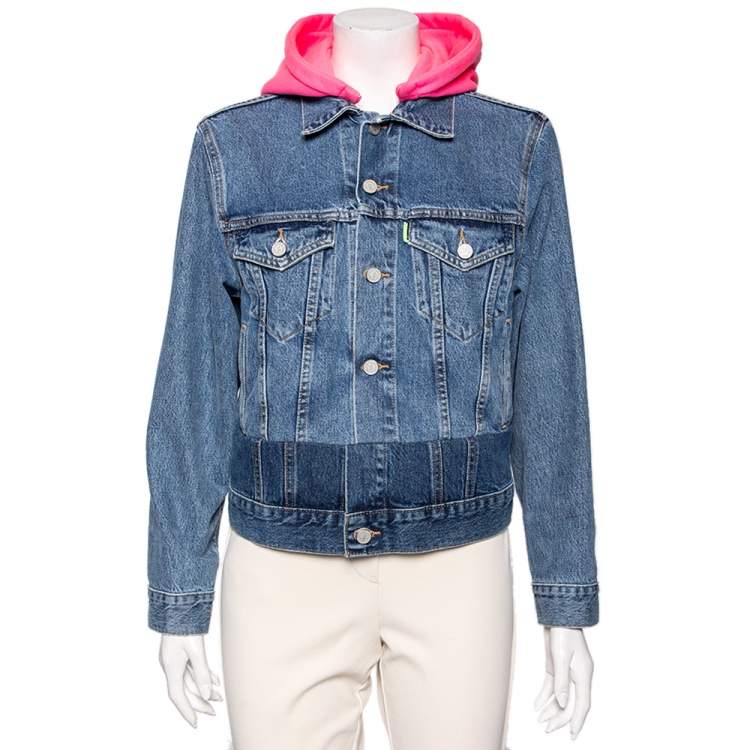 Vetements x Levi's Blue & Pink Hooded Denim Button Front Jacket S Vetements  | TLC