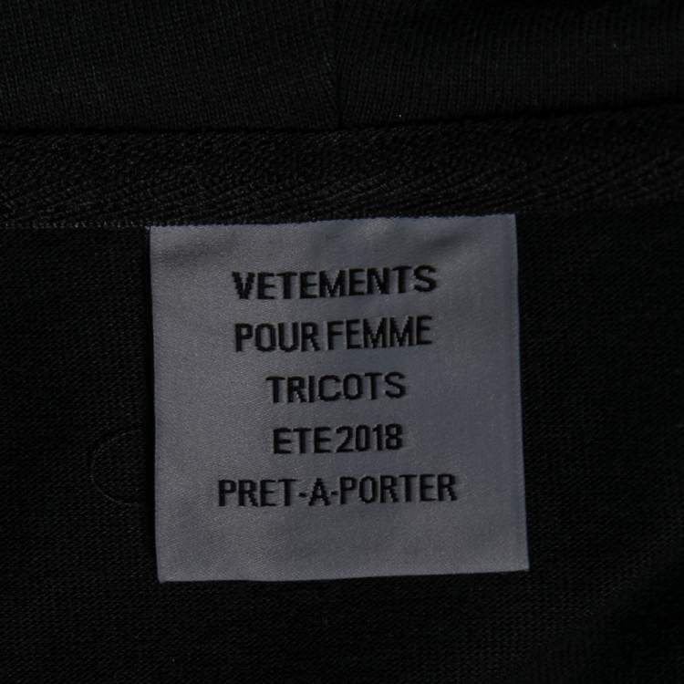 Pre Owned Vetements Black Cotton Logo Printed Long Hooded Cape M