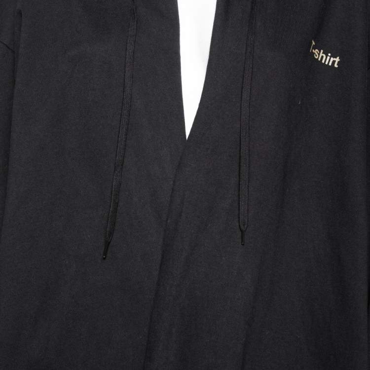 Pre Owned Vetements Black Cotton Logo Printed Long Hooded Cape M