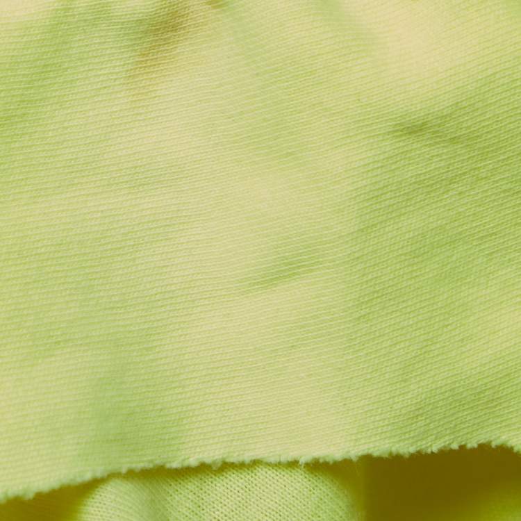 مملوكة مسبقًا Vetements Neon Yellow Cotton Knit Full Sleeve Ruffled Asymmetrical Midi Dress M