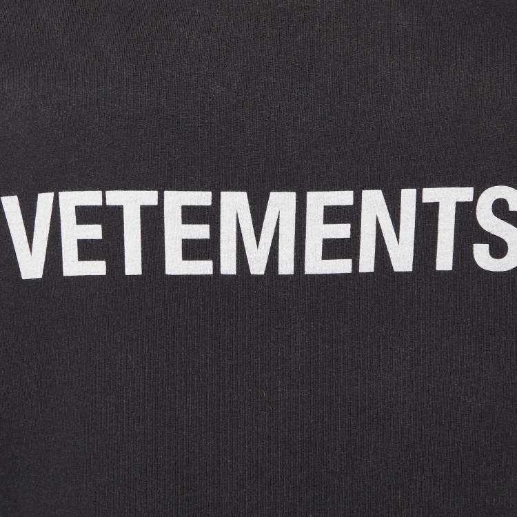 Pre Owned Vetements Charcoal Grey Staff Printed Cotton Knit T-Shirt S