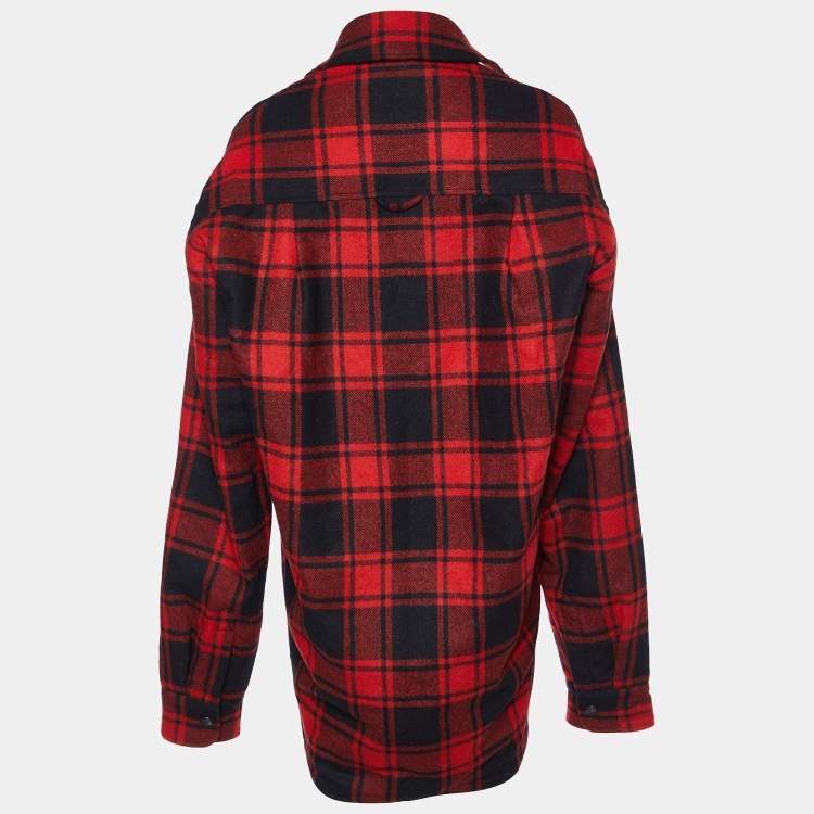 Vetements Red Black Plaided Wool Blend Button Front Mid Length