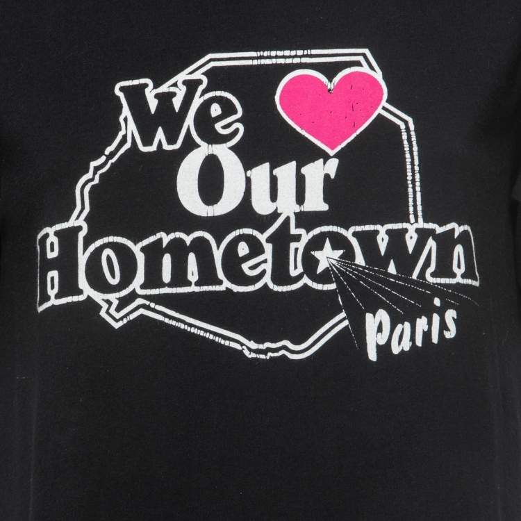 Pre Owned Vetements Black Print Cotton Cut-Out Half Sleeve T- Shirt M