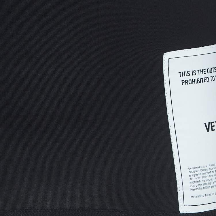 Pre Owned Vetements Black Cotton Logo Patch Inside-Out Long Sleeve T-Shirt S
