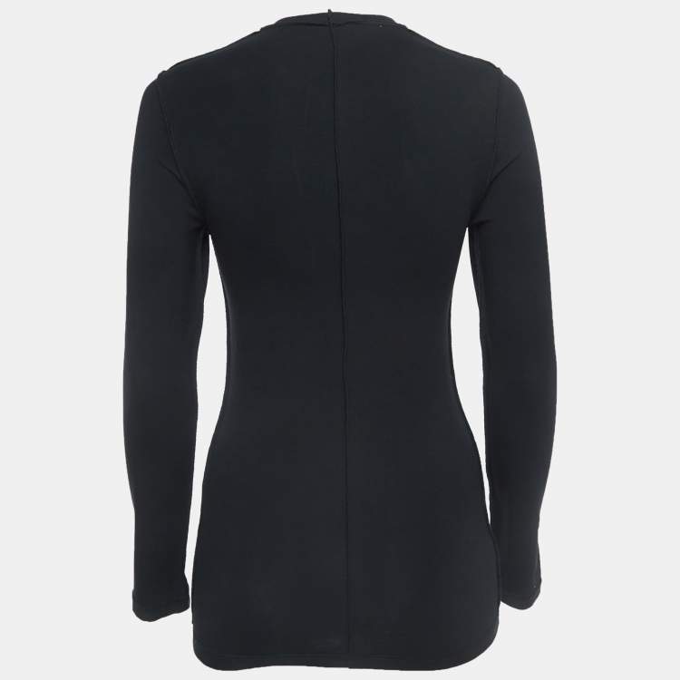 Pre Owned Vetements Black Cotton Logo Patch Inside-Out Long Sleeve T-Shirt S