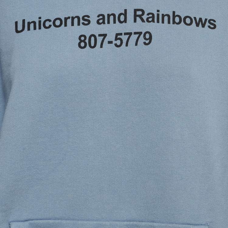 Pre Owned Vetements Blue Print Cotton Blend Hooded Sweatshirt XS