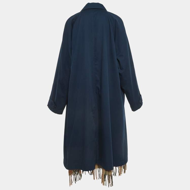 Pre Owned Vetements Navy Blue Gabardine Scarf Trench Coat XS