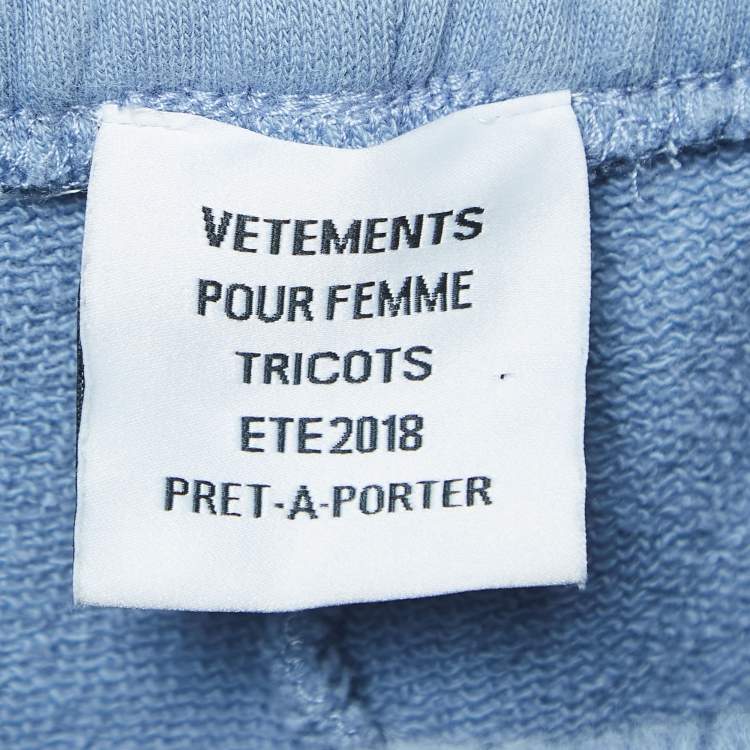 مملوكة مسبقًا Vetements Blue Logo Embroidered Cotton Joggers S
