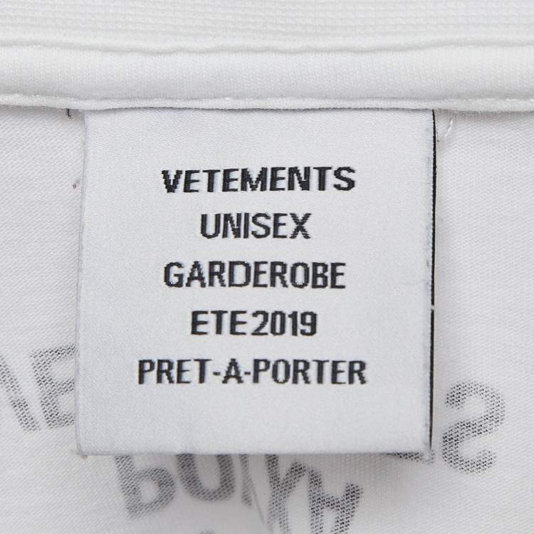 مملوكة مسبقًا Vetements White Clothing Translated Print Cotton T-Shirt M
