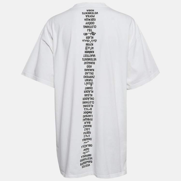 مملوكة مسبقًا Vetements White Clothing Translated Print Cotton T-Shirt M