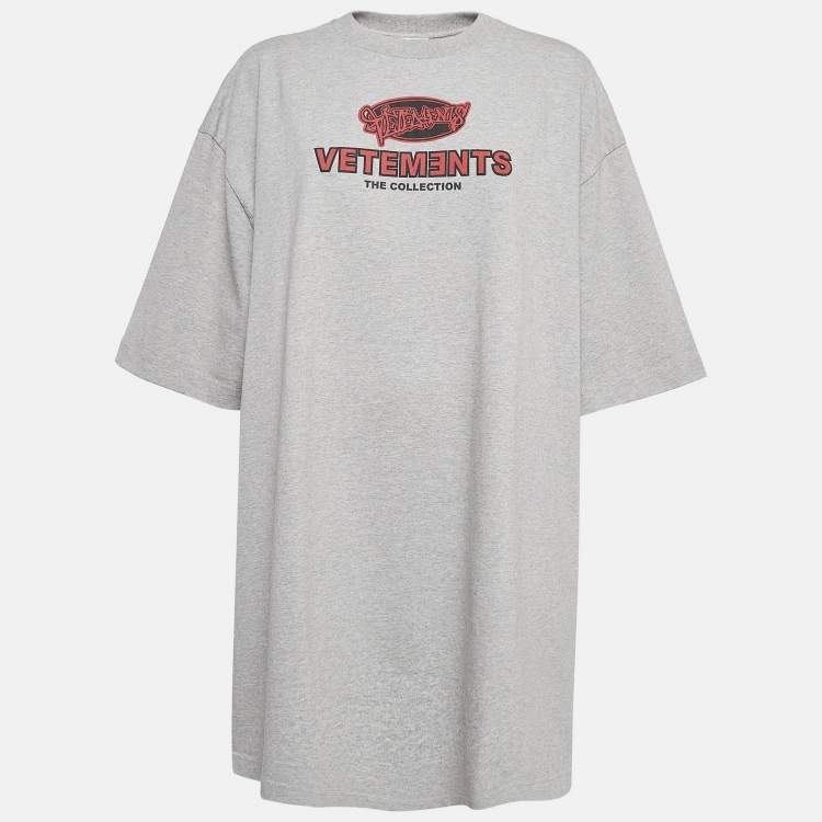 Vetements Grey Printed Cotton Side Slit Detail T-Shirt M Vetements | The  Luxury Closet