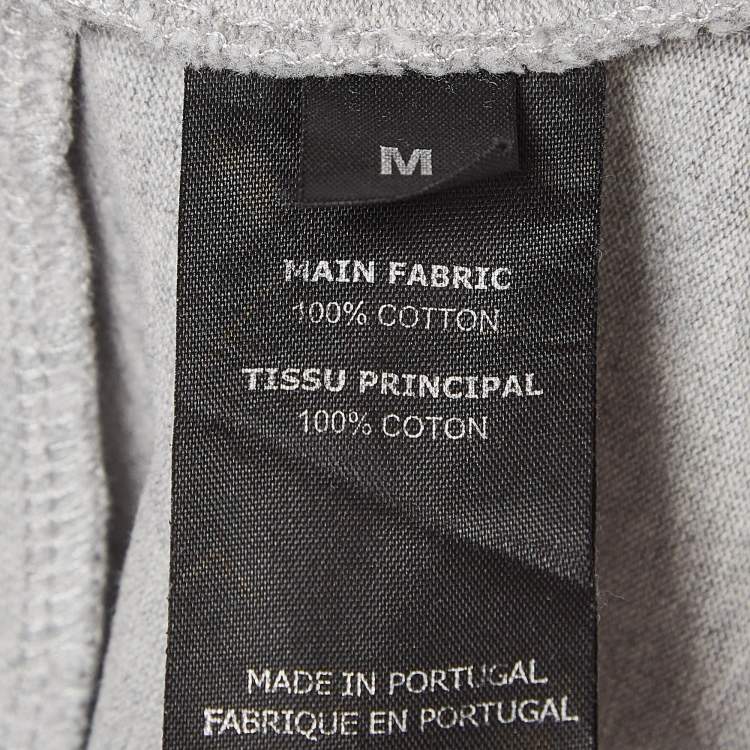 Pre Owned Vetements Grey Printed Cotton Side Slit Detail T-Shirt M