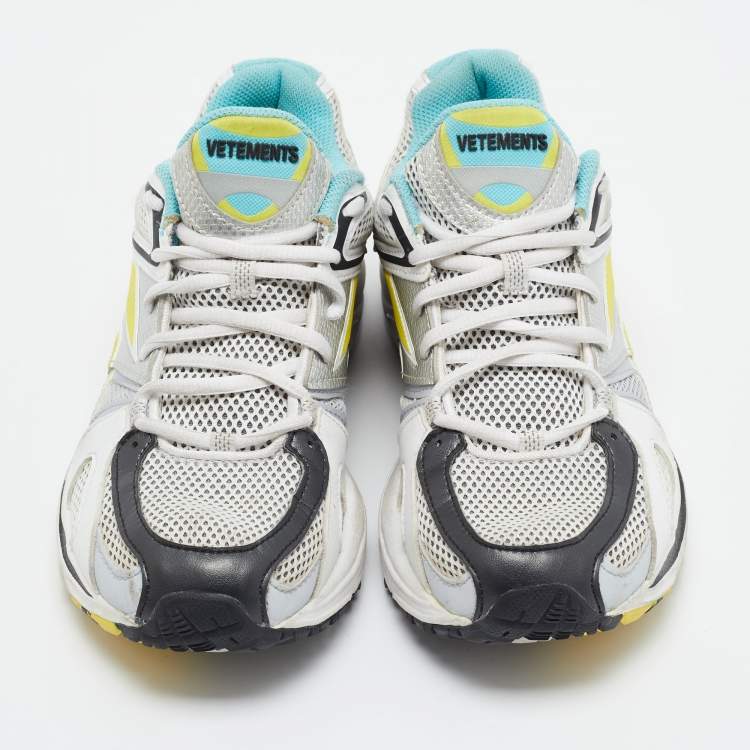 Pre Owned Vetements Multicolor Fabric and Leather Spike Runner Lace Up Sneakers Size 36