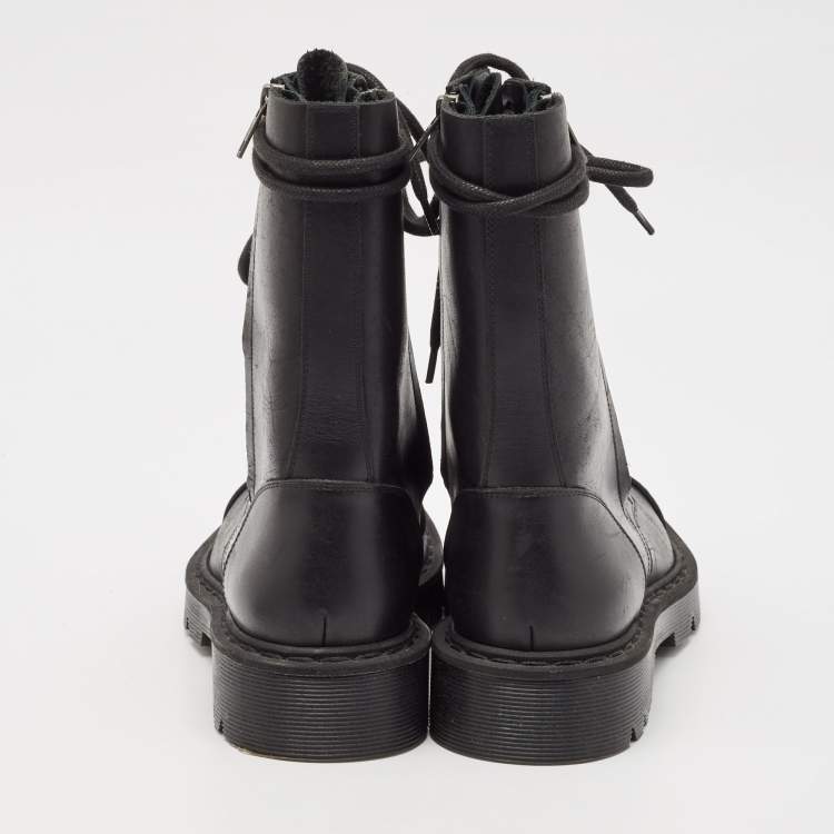 Pre Owned Vetements Black Leather Combat Boots Size 39
