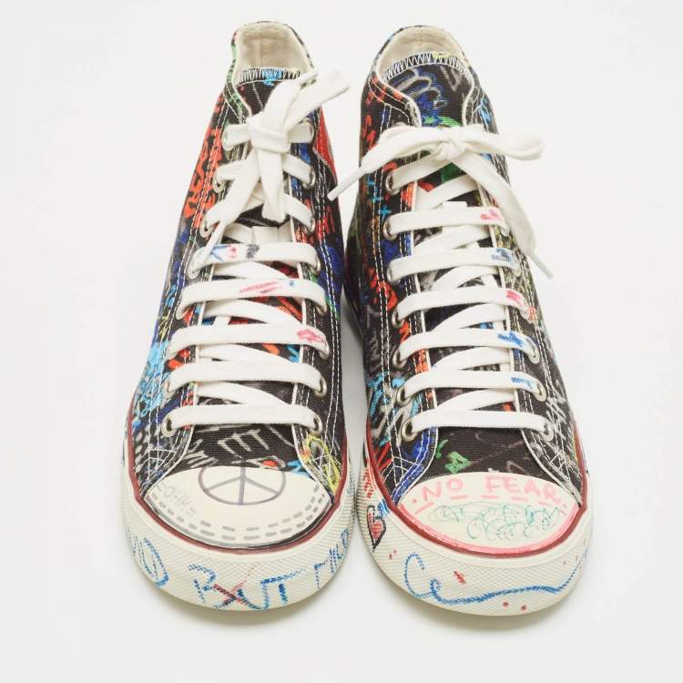 Pre Owned Vetements Multicolor Canvas Graffiti High Top Sneakers Size 39