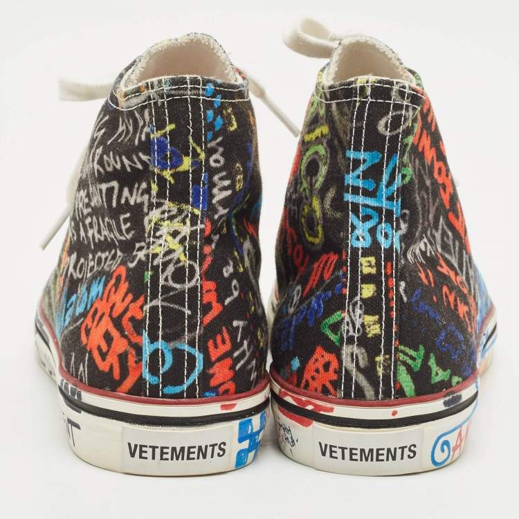 Pre Owned Vetements Multicolor Canvas Graffiti High Top Sneakers Size 39