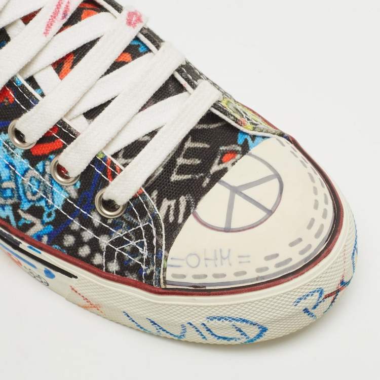 Pre Owned Vetements Multicolor Canvas Graffiti High Top Sneakers Size 39