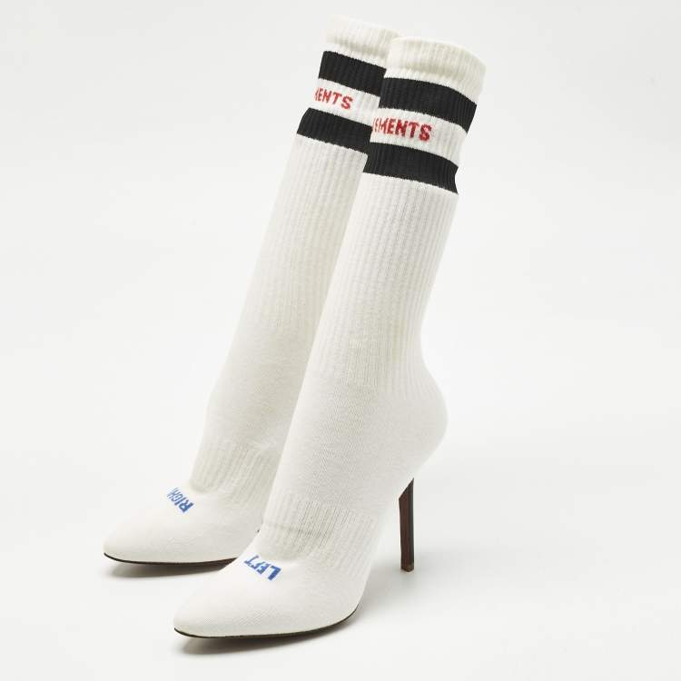 Pre Owned Vetements White Knit Fabric Striped Sock Boots Size 39 