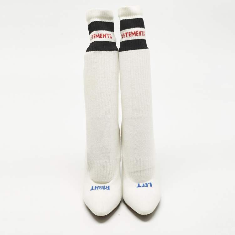 Pre Owned Vetements White Knit Fabric Striped Sock Boots Size 39 