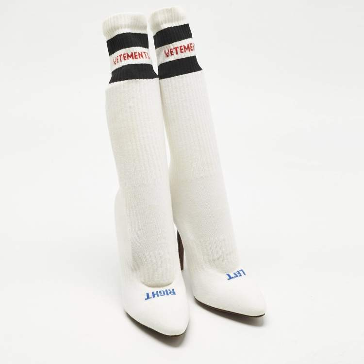 Pre Owned Vetements White Knit Fabric Striped Sock Boots Size 39 