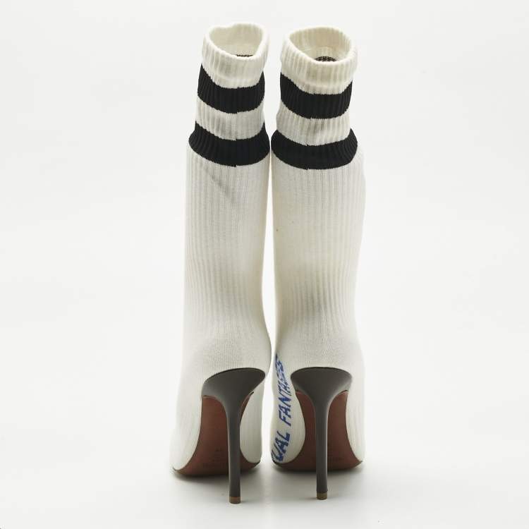 Pre Owned Vetements White Knit Fabric Striped Sock Boots Size 39 