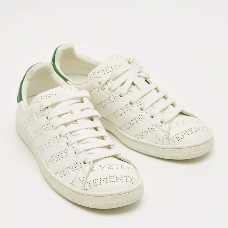 Pre Owned Vetements White Perforated Leather Low Top Sneakers Size 35