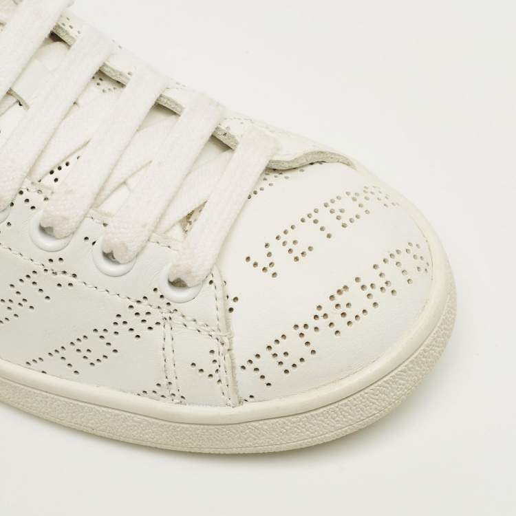 Pre Owned Vetements White Perforated Leather Low Top Sneakers Size 35