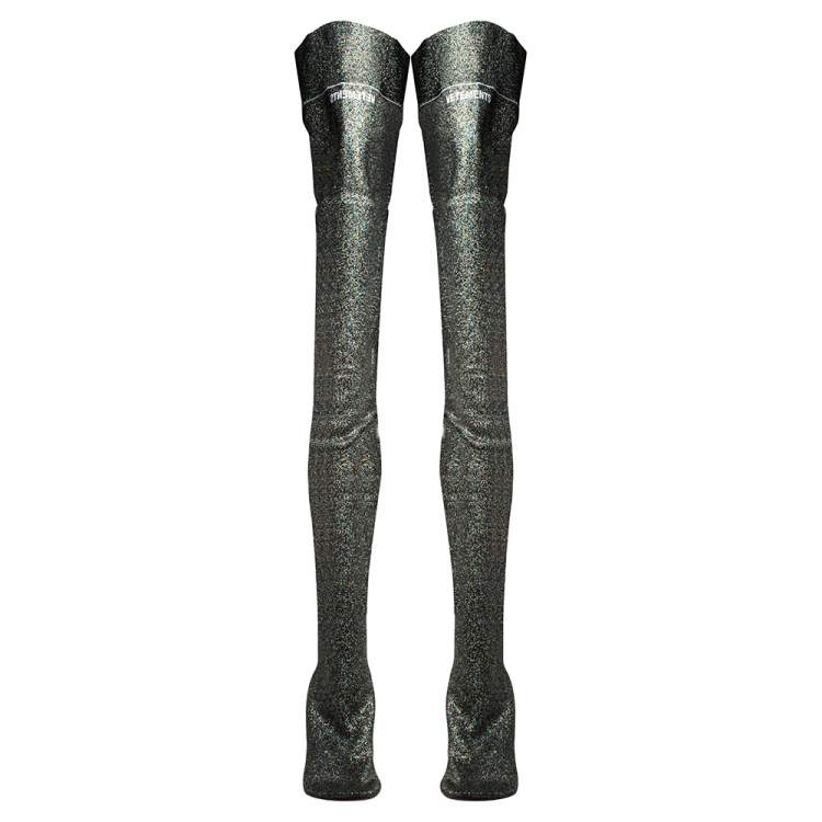 Pre Owned Vetements Metallic Multicolor Lurex Knit Thigh High Socks Boots Size 41