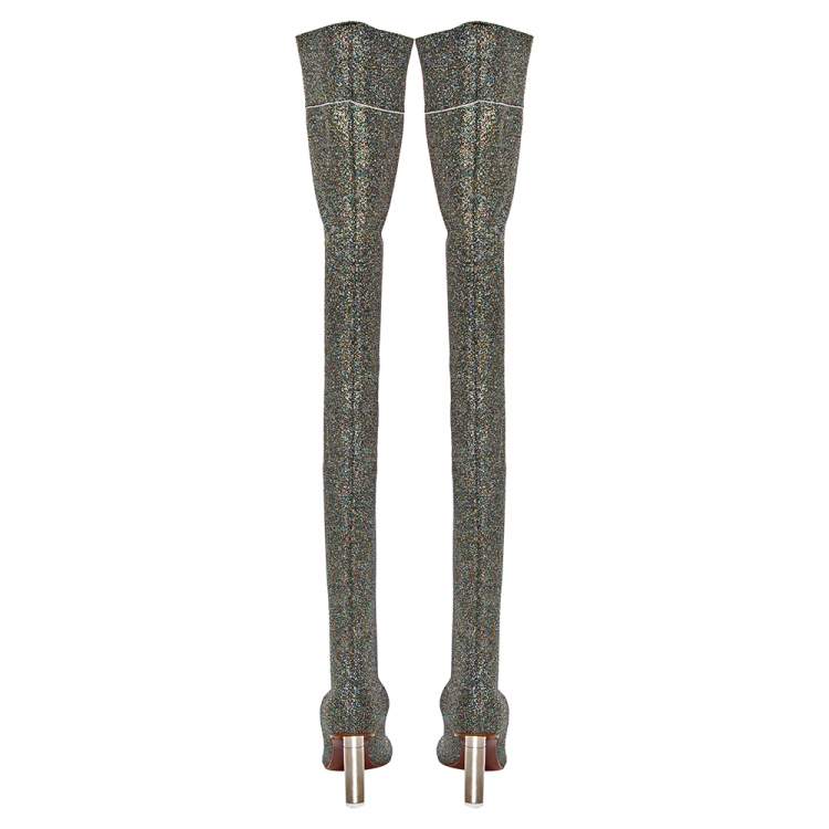 Pre Owned Vetements Metallic Multicolor Lurex Knit Thigh High Socks Boots Size 41